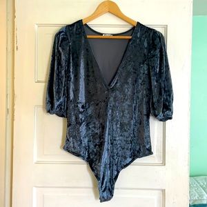Free People Intimately Faux Velvet Body Suit Top